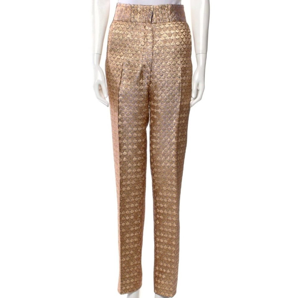 New L'Wren Scott pants 40 US 4 pants gold brocade Allegory of Love